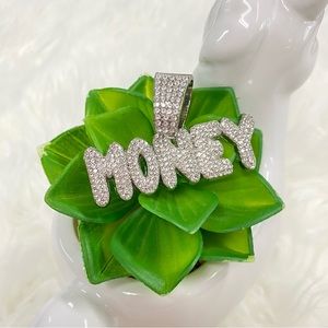 🔥 Hip-hop Rock 3D 'MONEY' Inlaid Rhinestone Pendant Men's Cuban Necklace🔥